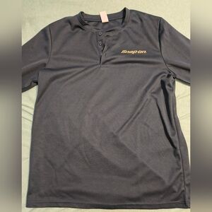 Snap On Polo Shirt in Navy with Gold Logo Accent
